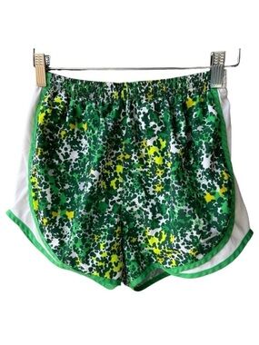 Nike Running Shorts Green Yellow Floral Print Athletic Workout Womens Size Small